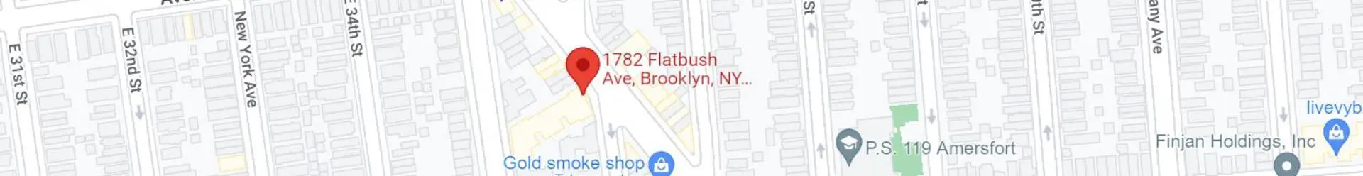 A map of the location of 1 7 8 2 flatbush ave.